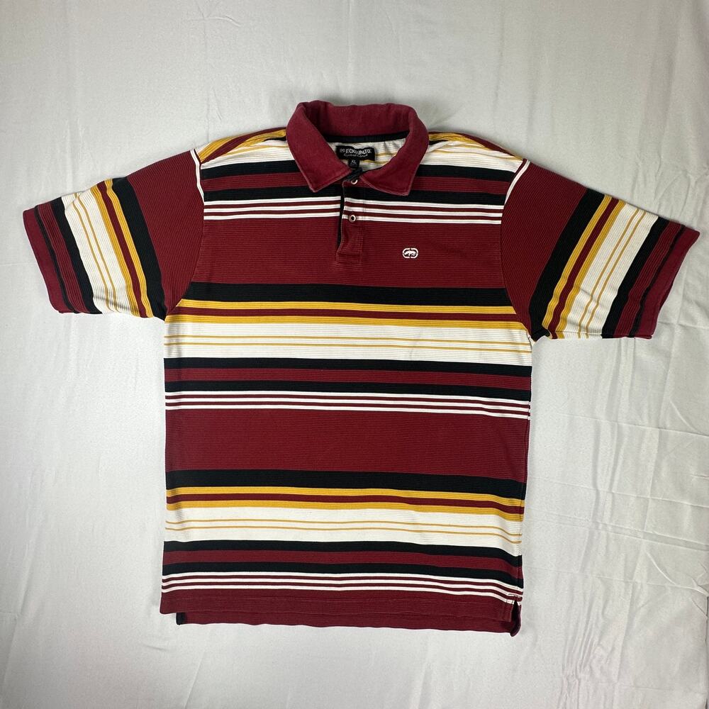 Vintage Ecko Unltd XL Y2K Striped Polo Shirt Streetwear